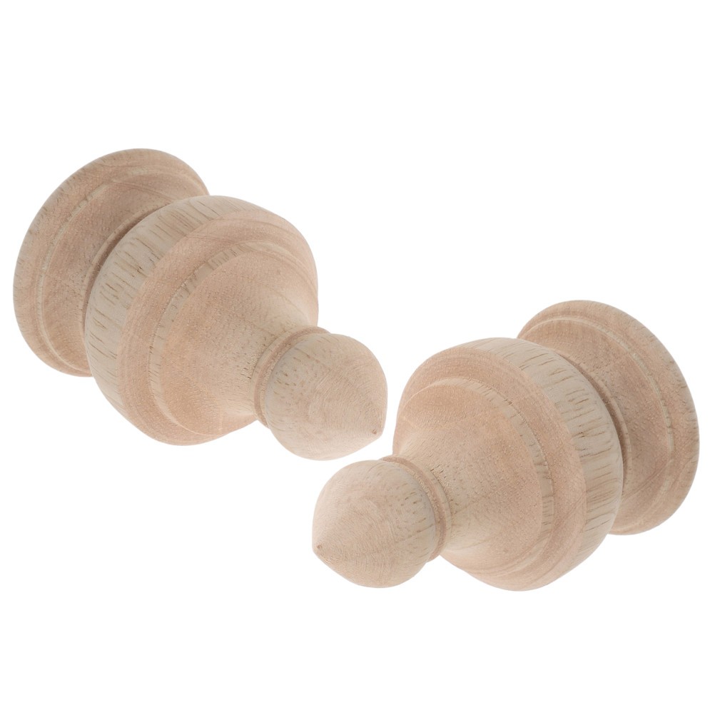 2 Pcs Solid Wood Carved Capitals Bed Post Decorative Finials Column