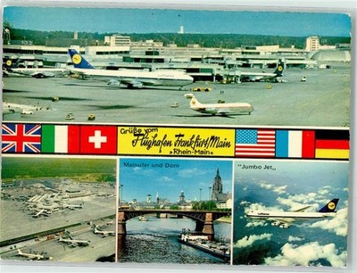 39359498 - 6000 Frankfurt aerial photo airport jumbo jet Lufthansa flags