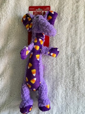 KONG Shakers Luvs Purple Candy Corn Elephant Dog Toy Medium/Large Halloween
