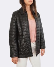 Mulberry Black Quilted  Leather Jacket Large UK14 US12 IT48 Silk Lining RRP £97