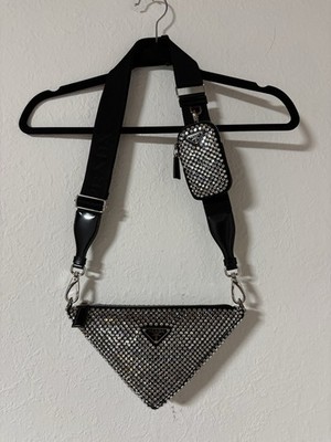 Prada crystal bandouliere triangle bag neu schwarz OVP Tasche 