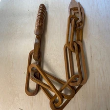 Vintage Carved African Mask With Double Wood Chain • 45" • Very Nice!