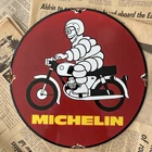 VINTAGE MICHELIN TIRES MAN GAS OIL TRUCK 12 INCH PORCELAIN ENAMEL SIGN