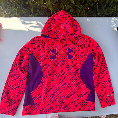 Under Armour UA Storm Hoodie Juniors L Pink Purple Fleece Polyester LS