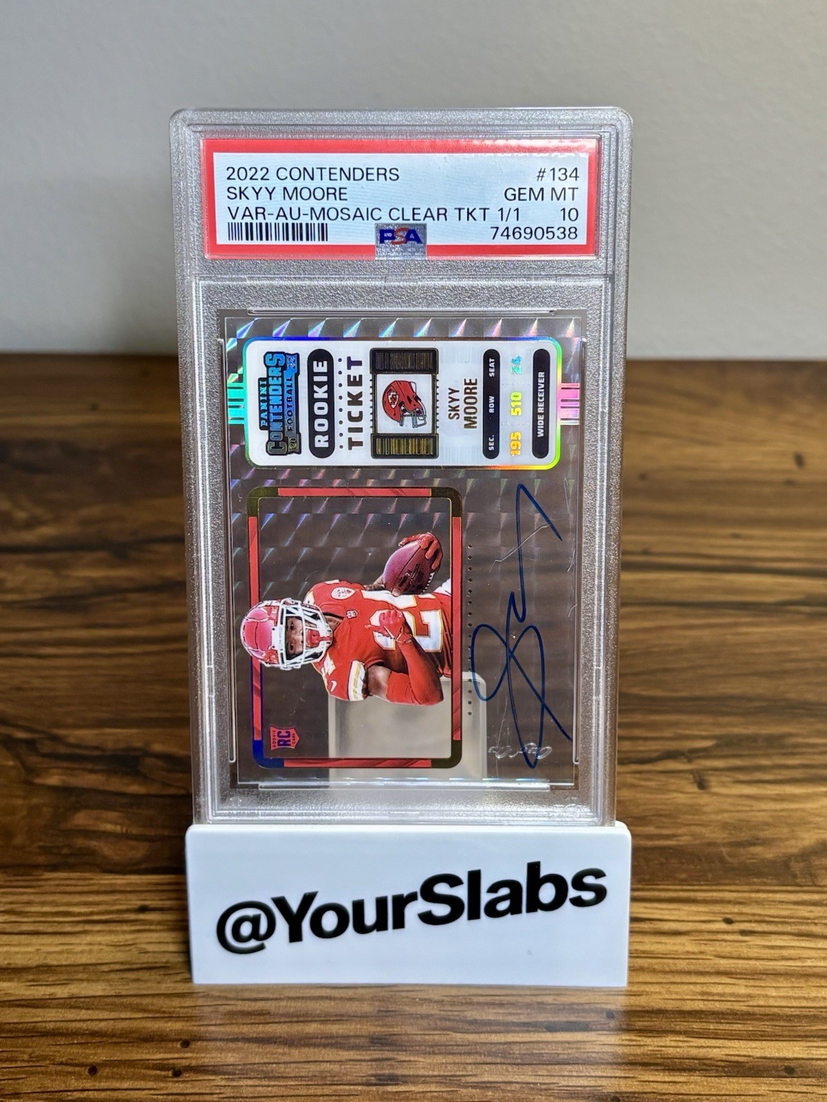 2022 Panini Contenders Rookie Ticket Sky Moore 1/1 Variation Clear Auto PSA 10