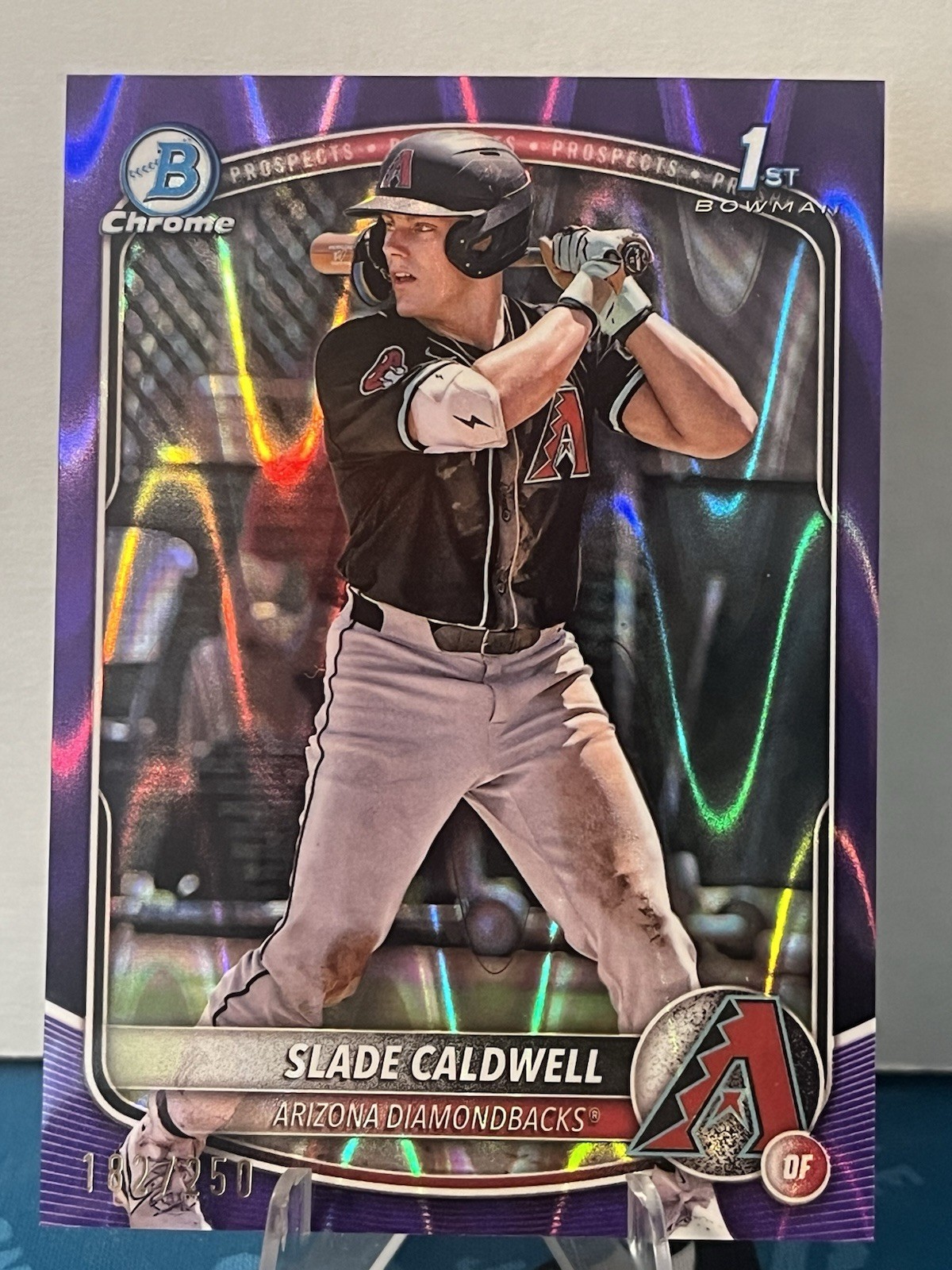 2025 Bowman Chrome Baseball Slade Caldwell Purple Raywave Refractor 1st /250