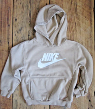 Nike Athletic Hoodie Sweatshirt Boys 7 Large 6-7 Kids Pullover Khaki Tan Swoosh