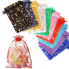 Hopttreely 100PCS Moon Star Organza Bags, 3X4 Jewelry Candy Favor Bags, Mixed...