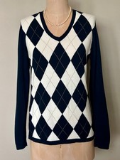 Tommy Hilfiger Argyle Sweater Navy, White & Gold-MSRP $79.00