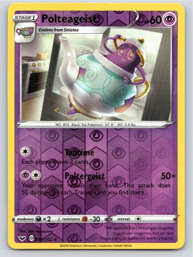 POKEMON POLTEAGEIST SWORD & SHIELD 090/202 REVERSE HOLO R LP A79752 FREE S&H
