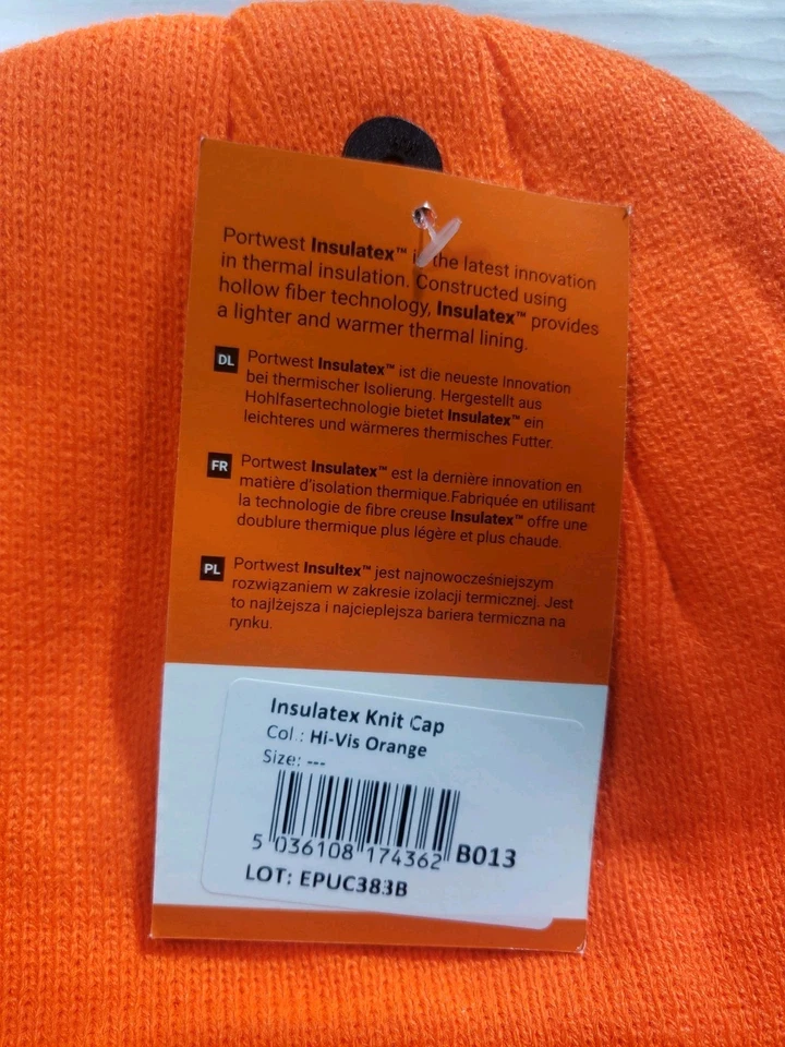 Nuevo con etiquetas Naranja Portwest Insulatex Tejido Gorro Gorra Forrado de Vellón Talla Única Acrílico Foto 4 de 4