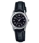 Casio Womens Easy Read Black Dial Leather Strap Watch LTP-V001L-1BUDF