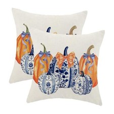 Fall Pillow Covers 18 x 18 Inch Set of 2 18" x 18" Pack of 2 Pumpkin-6