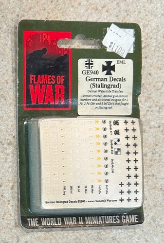 FLAMES OF WAR WWII GAME German Decals Stalingrad (Battlefront) -- Sealed Pack