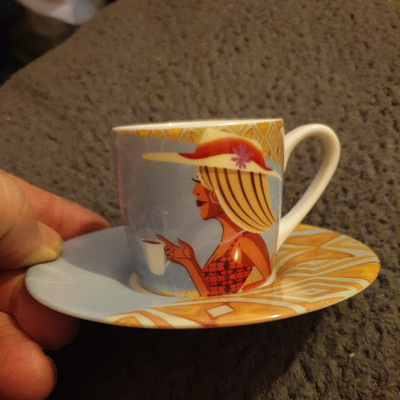 Konitz Germany - Espressotasse & Untertasse - Blonde Frau.
