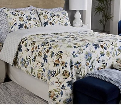 Home Reflection Reversible Jacobean Floral Comforter Set Cool Floral - Full