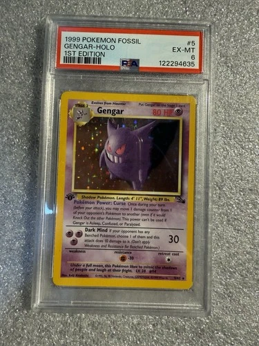 1999 POKEMON FOSSIL 1ST EDITION #5 GENGAR-HOLO PSA 6