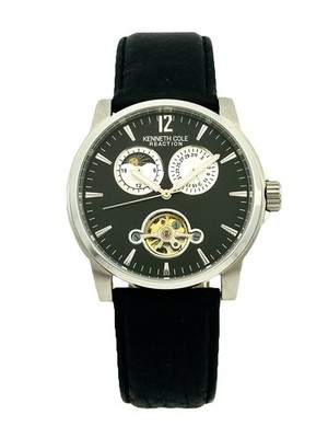 Kenneth Cole KC1476 Automatic Skeleton Multifunction Black Leather