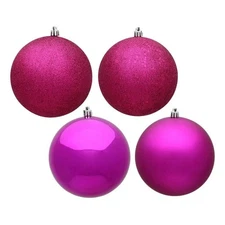 Vickerman 4.75" Fuchsia Ball 4 Finish Asst 4/Bx