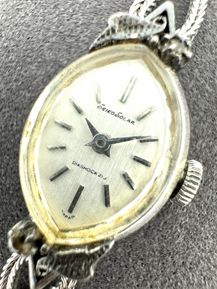 Reloj Seiko Solar Mujer Manual 21Jewels 10-7500 14mm De Japón -e328 Foto 3 de 4