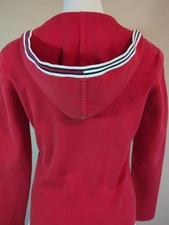 Tommy Hilfiger Women  s Full Zip Red Cardigan Hoodie Sweater Size L Slim Fit LNC