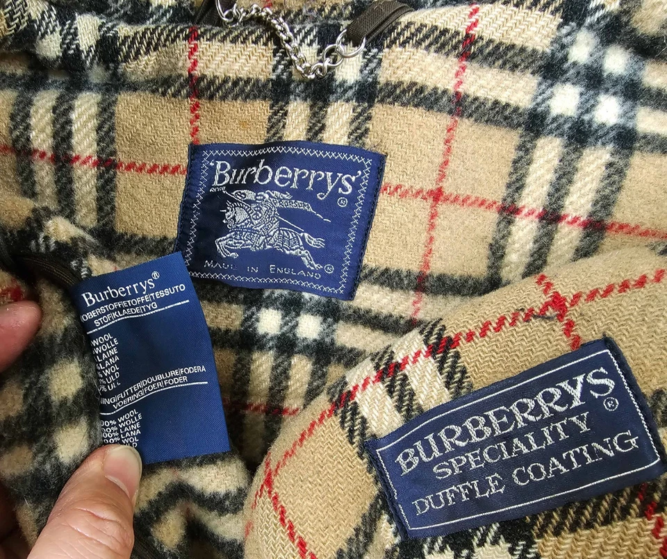 HOT VTG UNISEX BURBERRYS @ DUFFLE PARKA HOODED LINED KHAKI WOOL TRENCH Coat 48 S - Image 4 of 4