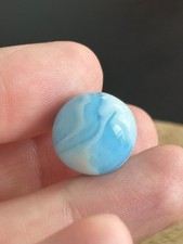 Vintage MCM Alley Agate Company Blue Sky Skies Marble White Flame Art Swirl 0.6"