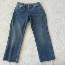Free People We the Free CRVY Siren Low Rise Straight Leg Jeans Raw Hem 29