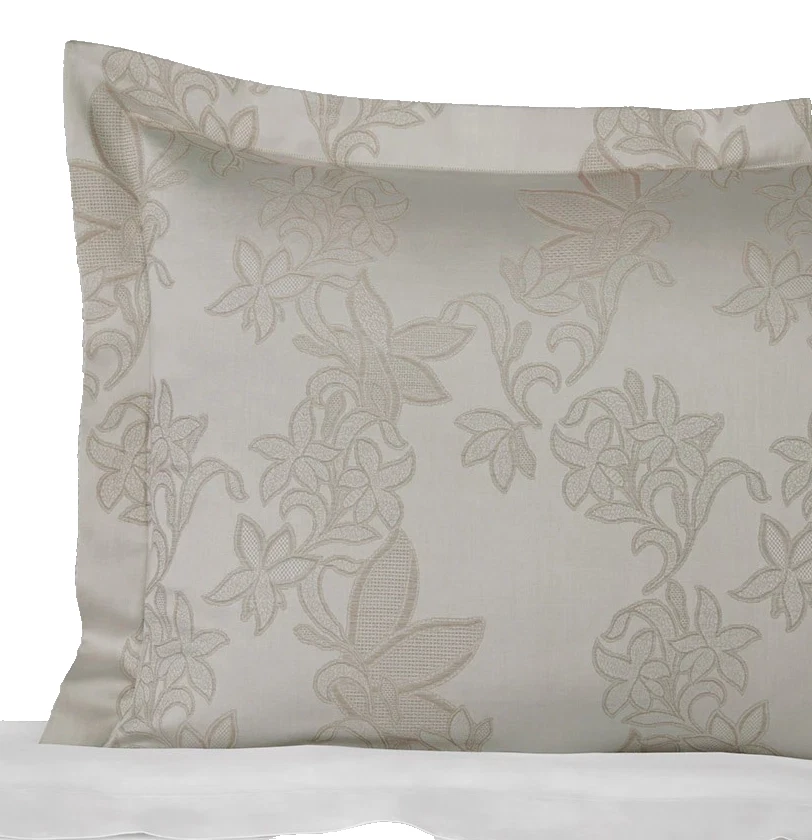 Sferra Tivoli Standard Sham (Taupe) Floral Algodón Satén Jacquard Italia Nuevo Foto 2 de 4