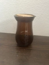 Amber Glass Kendall Farms Family Flower Farm Jug Pitcher Vase 6 1/8"