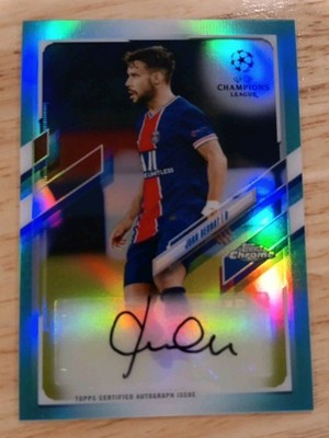 Juan Bernat 2020-21 Topps Chrome UCL Aqua Refractor Auto /199 #CA-JBE