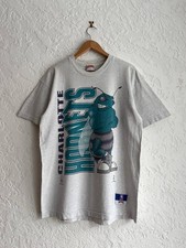 Vintage Charlotte Hornets Nutmeg Mills Single Stitch T-shirt 90's