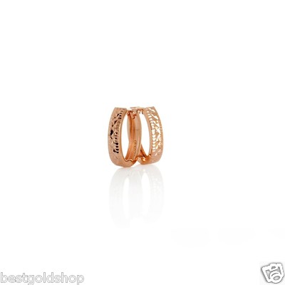 Kleine Technibond Diamantschliff Huggie Ohrringe 14K Roségold plattiert Sterlingsilber