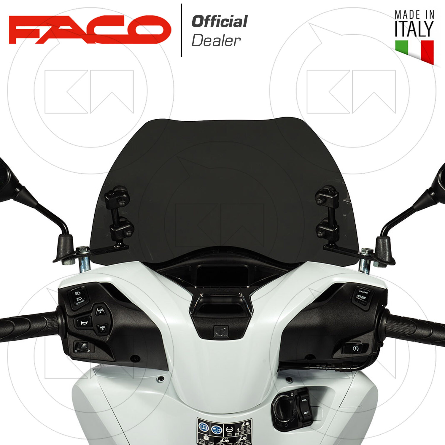 Parabrisas Bajo Ahumado Para Honda SH 125/150 (2017-2019) - Color Ahumado Oscuro, Medidas 455x355mm