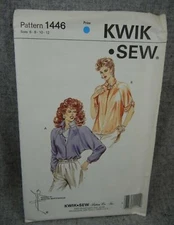 Kwik Sew 1446 Misses Blouse raglan sleeves shirttail hem size 6 8 10 12 Uncut