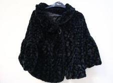 Cutest Fluffy Black Coat Jacket Big Button Shorts 3/4 Sleeves Glamorous Classy