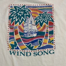 Vtg Wind Song Sailing T-Shirt XL Mendez Sportswear Single Stitch USA 90s Brights