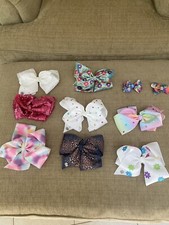 Jojo hair Bows lot Multi Colors Rainbow, pink, lot of 10 bows 8 large 2 small