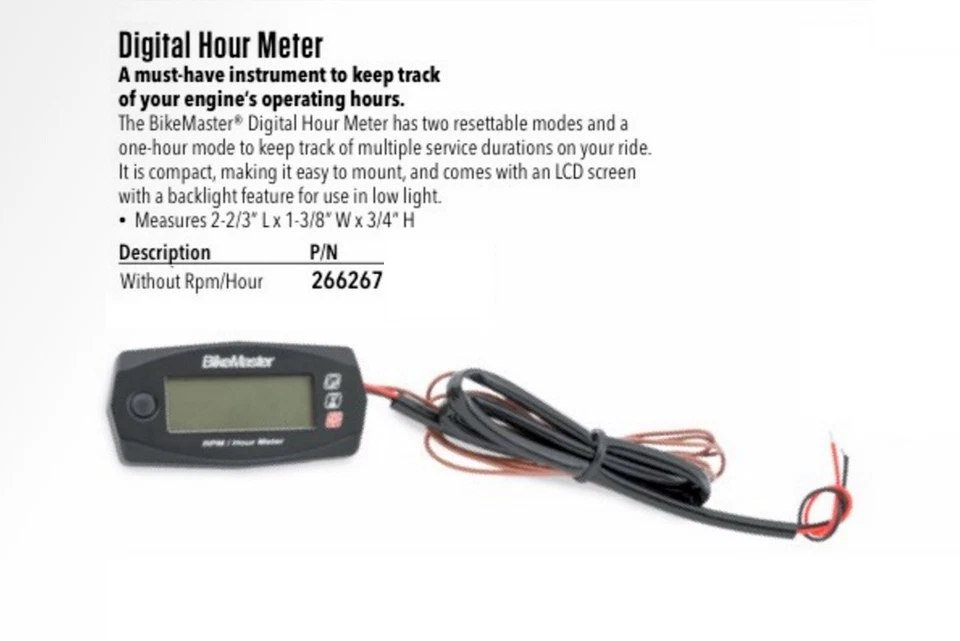MEDIDOR DE HORAS DIGITAL Harley Honda Customs Chopper DIRT BOAT ATV BIKEMASTER 266267 Foto 3 de 3