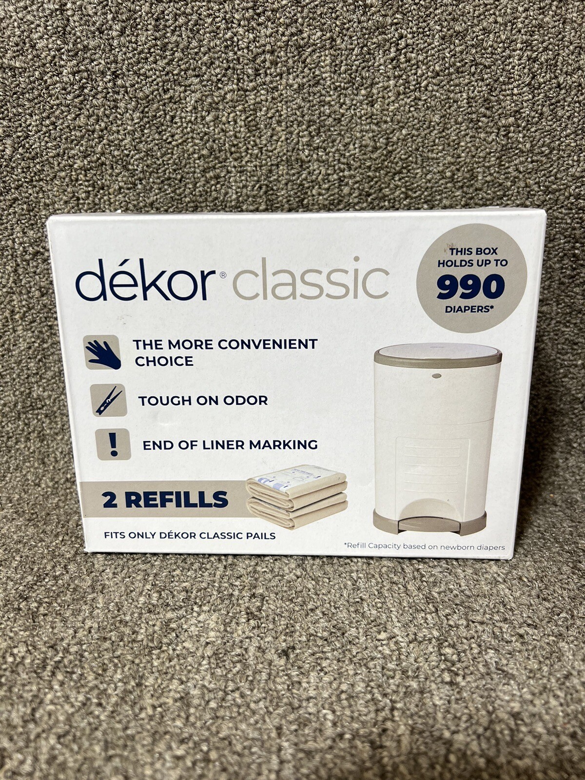 Dekor Classic System Diaper Pail Refills 2 Per Pack Holds Up to 990