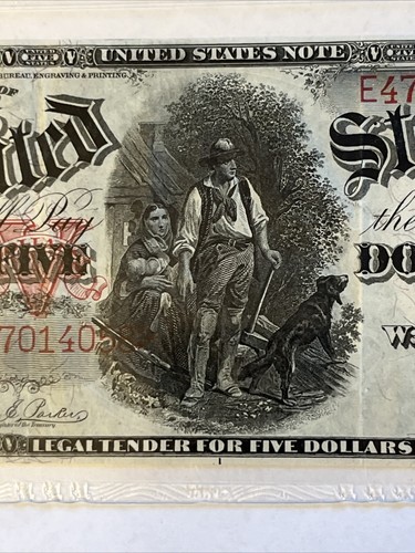 1907 $5 Legal Tender Woodchopper Large Size Note PMG Graded "Ch XF 45 EPQ" Fr#91 - Picture 5 of 20