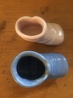 Vintage Lot 2 Pottery Ceramic Baby Shoe Planters Blue,Pink 1 Haeger 1 No marking — photo 8