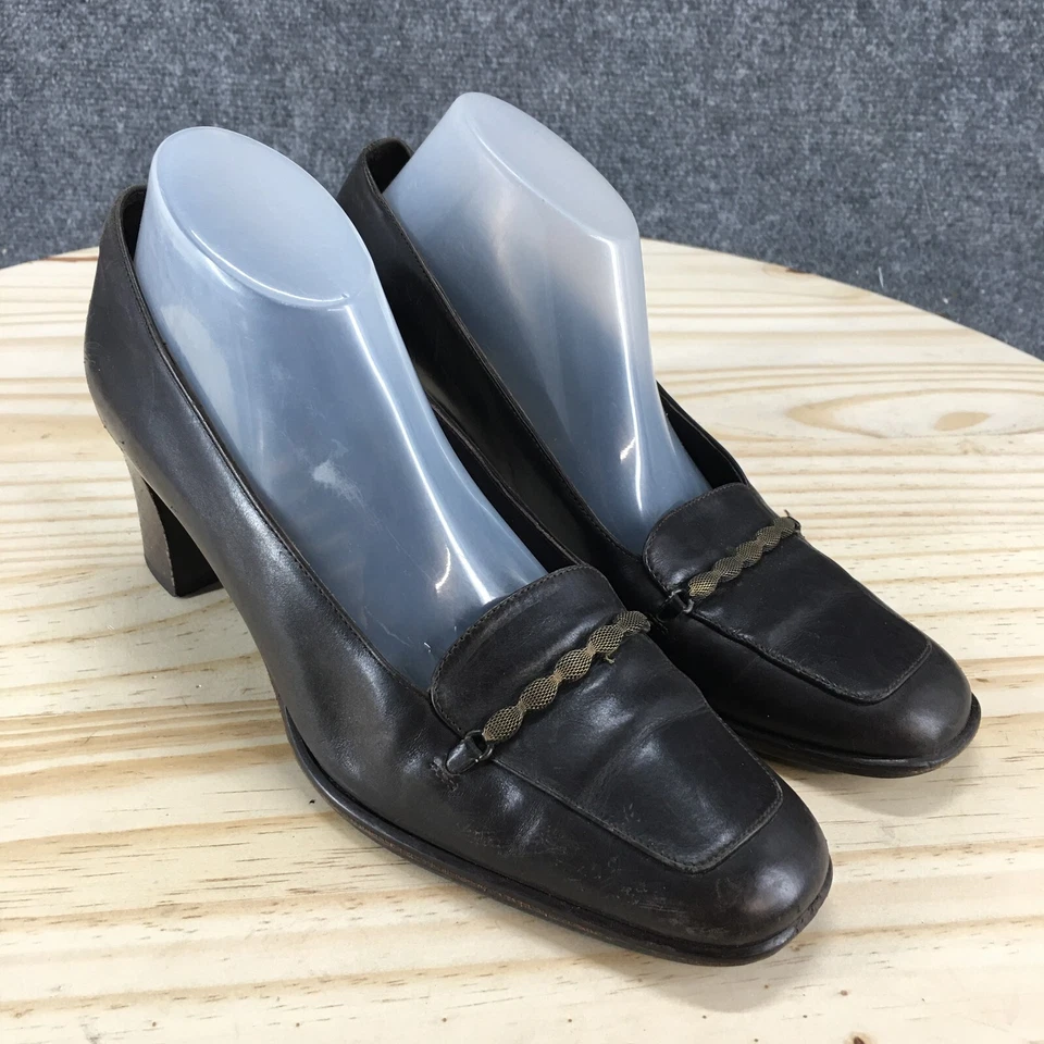 Amalfi Heels Womens 7 B Pump Brown Slip On Ankle Block Casual Round Toe Comfort - Image 3 of 4