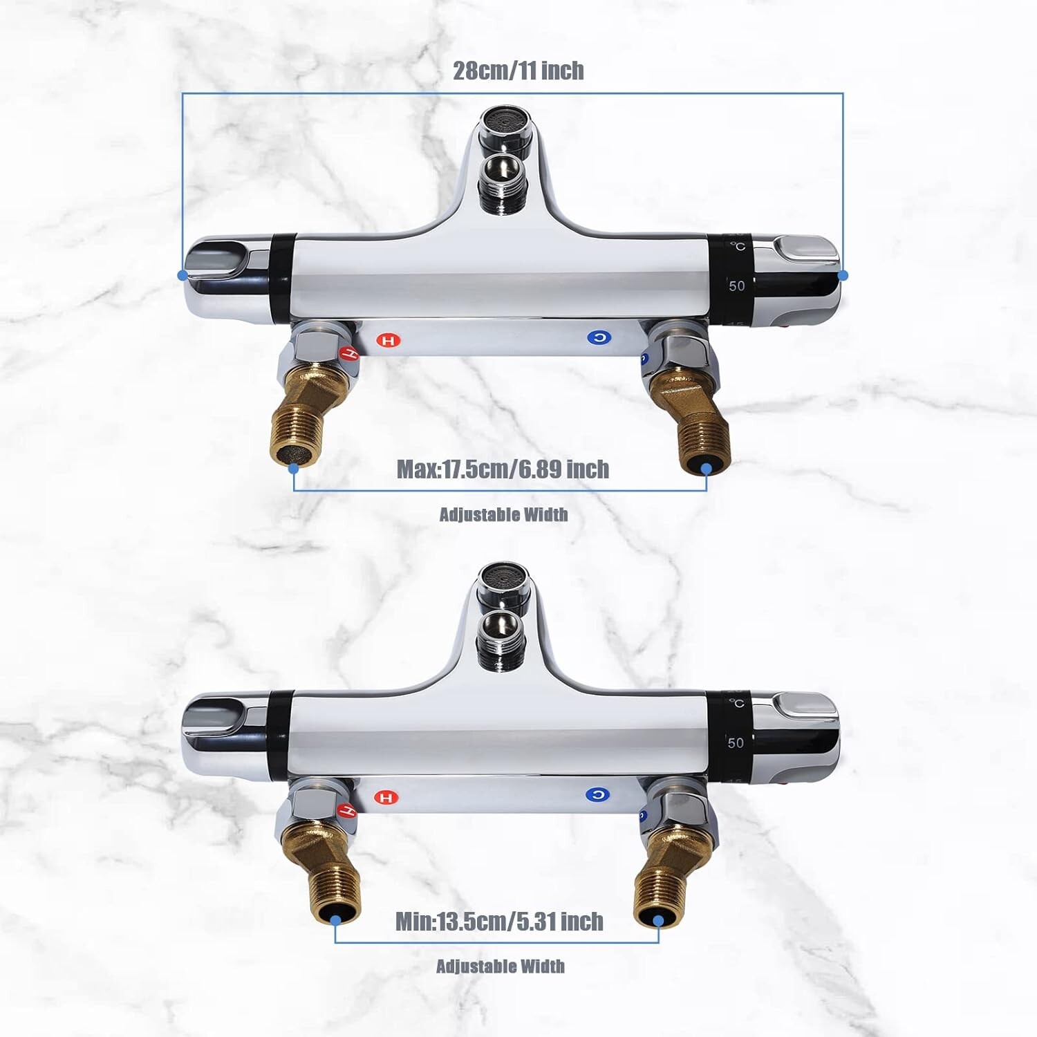 Modern Thermostatic Bath Shower Mixer Chrome Exposed Thermostatic