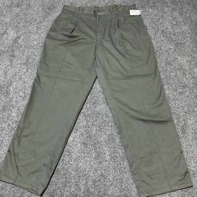 NEW Munsingwear Pants Mens 38 Green Grey Cotton Pleated High Rise Wrinkle  Free | eBay