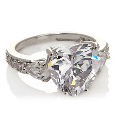 6.39 ct Simulated Diamond Heart Center Ring Sterling Silver 925