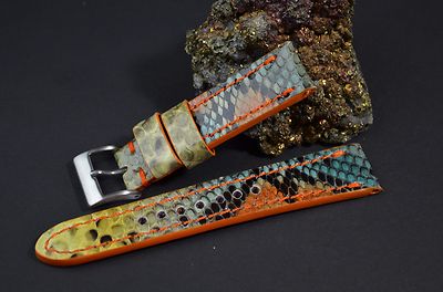 UHRENARMBAND 22 20 18 MM ECHT PYTHON FANTASIA 1 MA STRAP HANDMADE BAND SPAIN