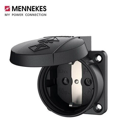 MENNEKES 11332 Anbausteckdose Schuko schwarz 16A 230V IP54 für mobile Verteiler