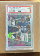Saquon Barkley 2018 Spectra Blocks Marble Rookie Patch Eagles Giants /4 PSA 9 RC
