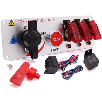 Ignition Switch Panel Kit, 12V Engine Start Push Button 5 in 1 Ignition Contr...